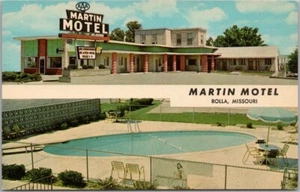 1960s ROLLA, Missouri Postcard MARTIN MOTEL Route 66 Roadside / Curteich Chrome - Picture 1 of 2
