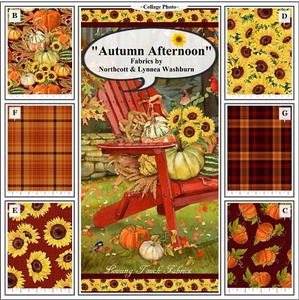 NORTHCOTT, "AUTUMN AFTERNOON", LYNNEA WASHBURN, PUMPKINS, LEAVES, FALL, FABRICS - Bild 1 von 8