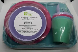 Kids 24-pc BPA-Free Dinnerware Set,Dishwasher and microwave safe.Reusable plates - Picture 1 of 10