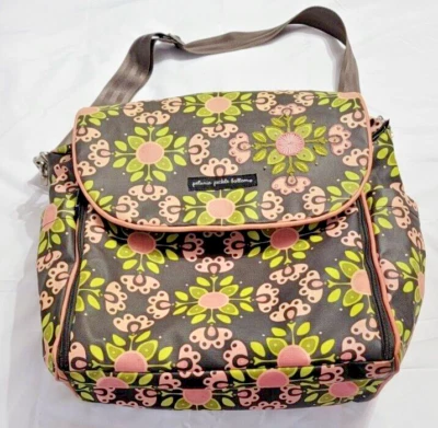 Petunia Pickle Bottom Diaper Bag Backpack Floral Green Pink Brown Large - Image 1 of 4