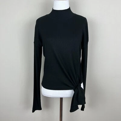 RAG & BONE Top Womens M The Rib Knit Side Tie Turtleneck Cropped Tee Long Sleeve - Image 1 of 4