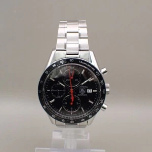 TAG HEUER Logo Carrera Date Chronograph Watch CV2014-2 Automatic SS 670LC521 - Picture 1 of 19