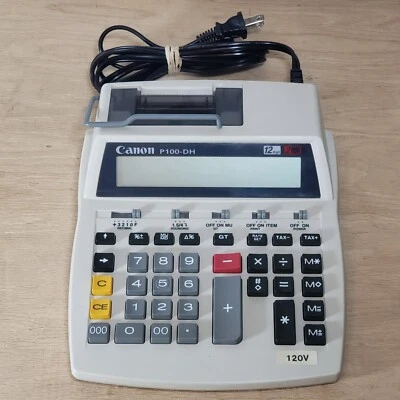 Canon P100-DH 12 Digit Two Color Printing Calculator Genuine Tested Works - Image 1 of 4