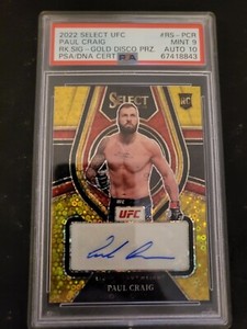 2022 PANINI Select UFC PAUL CRAIG Auto /10 PSA 9 MINT Gold Disco Prizm #RS-PCR