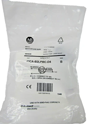 🔥NEW ALLEN BRADLEY 42CA-B2LPBC-D4 BACKGROUND SUPPLY SENSOR SER B 50mm 10-30 VDC - Image 1 of 4