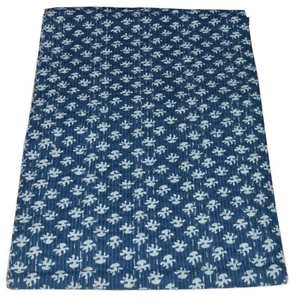 Indian indigo Print Single Kantha Handmade Quilt Cotton Bed Cover Throw - Picture 1 of 5