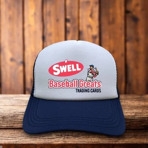 Cappello da camionista da uomo Swell Baseball Trading Card Navy Snapback anni '50 con logo berretto da palla - Foto 1 di 1