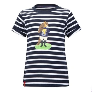 Shires Childrens Winnie & Me T-Shirt -Navy & White Stripe -Crew Neck 100% Cotton - Picture 1 of 4