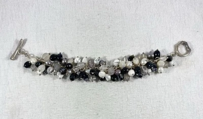 "Brazalete Whitney Kelly plata esterlina perla piedra natural 59 gramos 7,5"" de largo" Foto 1 de 2