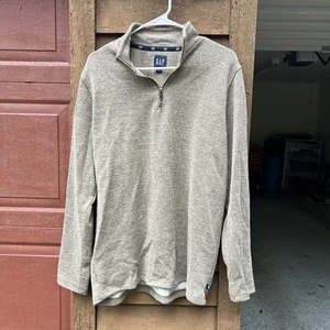 GAP 1/4 Zip Pullover Uomo Marrone Medio Maglione Leggero Manica Lunga Nuovo - Foto 1 di 6