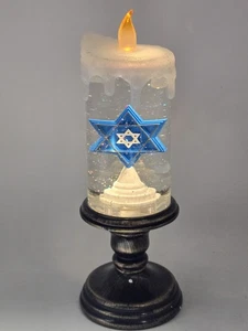 Schöne Chanukka Home batteriebetriebene flackernde Kerze Schneekugel - Bild 1 von 5