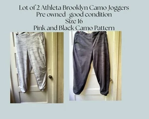 Lot of 2 Athleta Brooklyn joggers black Camo pink camo Athleisure Track Pants 16 - Picture 1 of 20