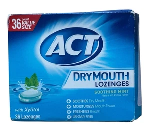 ACT Dry Mouth Lozenges with Xylitol - Soothing Mint - 36 Count - Picture 1 of 6