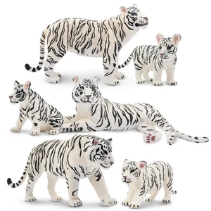 6PCS Realistic White Tigers Figurines with Tiger Cubs, 2-6" Jungle Animals Fi... - Picture 1 of 9