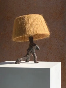1970 1 LAMPE HIPPIE BRUTALIST ART POPULAIRE MODERN RUSTIC Audoux-Minnet-Minet - Picture 1 of 15