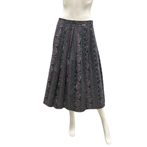 Geiger Skirt Women’s SZ M Floral Print Pleaded Lined Back Zipper Well Made Black - Picture 1 of 5