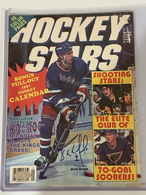 Revista de estrellas de hockey autografiada por Bernie Nicholls Foto 1 de 2