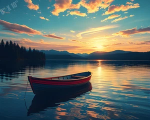 Rowboat on Lake 8X10 Print - Picture 1 of 1