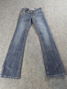 Tin Haul Damenjeans 24R blau Pfeiltaschen Schnurrbart vorne Western 32" Schrittlänge - Bild 1 von 14