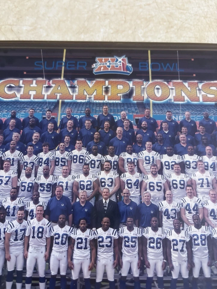 Raro Campeonato NFL Super Bowl Colts Vs Bears XL1 Equipo Foto Oficial En Madera Foto 1 de 4