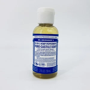 Dr. Bronner's Peppermint Liquid Soap 18-in-1 Pure Castile Organic Oils 2 fl oz - Picture 1 of 4
