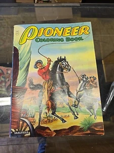 Vintage Pioneer Coloring Book 1950s Saalfield Cowboy Theme - Picture 1 of 6