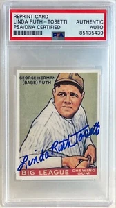 1933 Goudey REPRINT Babe Ruth Linda Ruth Tosetti Signed Auto Card #181 PSA DNA - Picture 1 of 2