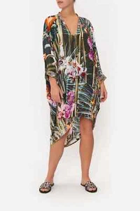 new CAMILLA PASSPORT TO PARADISE V-NECK DRESS DRAPED BACK SILK CRYSTALS one sz - Picture 1 of 7