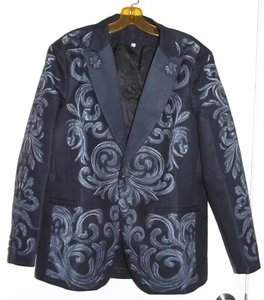Fancy Men's Suit Jacket Blazer Tuxedo Style w/Black Lapels - Size Large - Picture 1 of 2