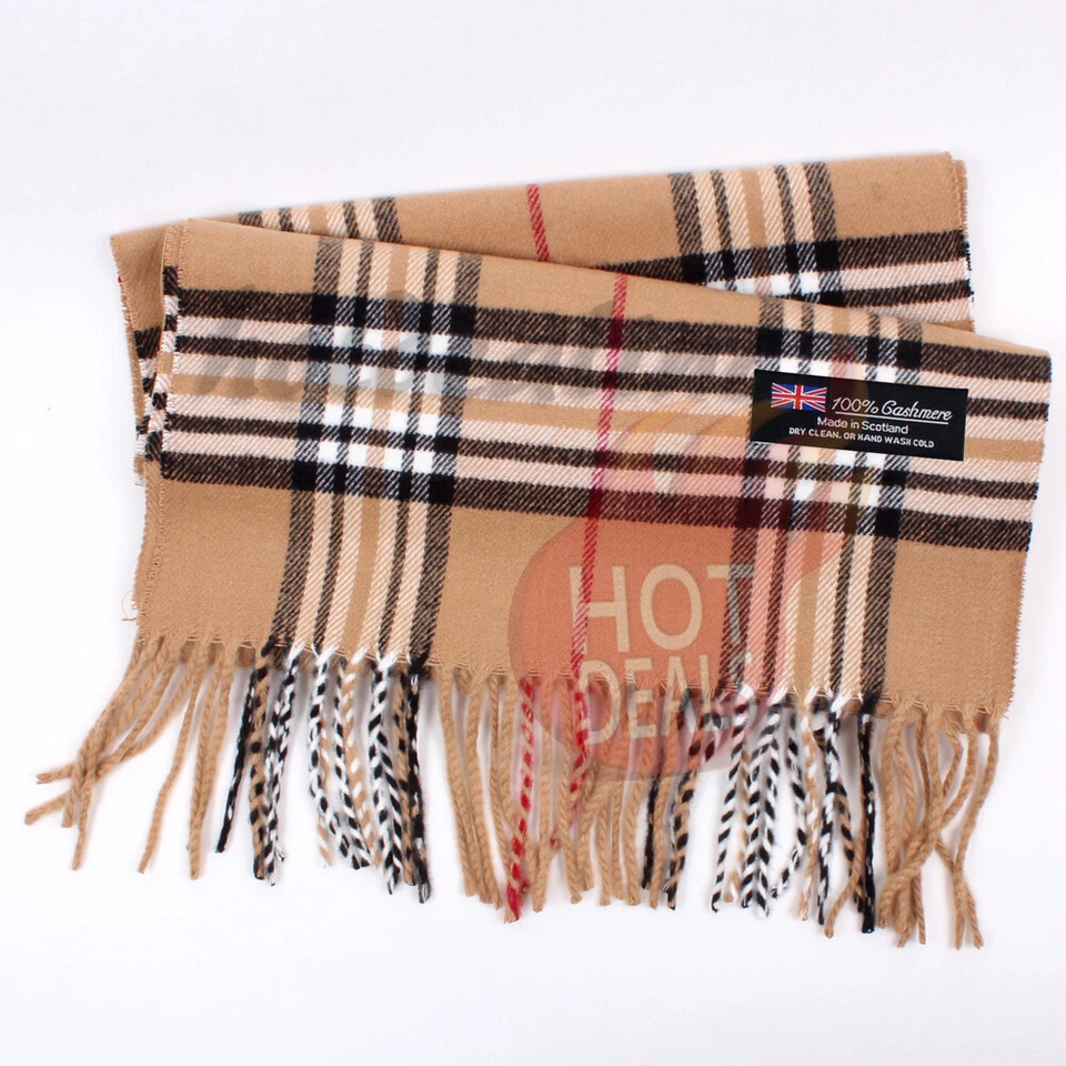Men Women 100% CASHMERE Scarves Check Tartan Plaid Wrap Scarf Winter Warm - Image 1 of 1