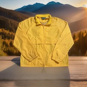 Woolrich Windbreaker Jacket Coat Yellow Vintage Zip Up Mens Size L Large Hooded - Picture 1 of 13