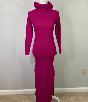 Lulus Good For Me Magenta Ribbed Off-The-Shoulder Maxi Sweater Dress Women Small - Image 1 of 4