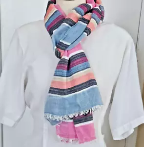 Tommy Hilfiger Women's Multicolor Long Scarf with Frayed Ends- New with Tags! - Picture 1 of 4