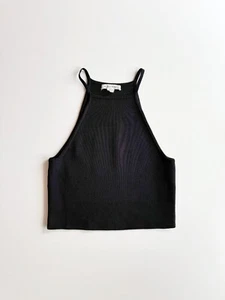 NWOT RONNY KOBO Black Knit Bodycon Cropped Halter Tank Top, Size XS - Picture 1 of 10