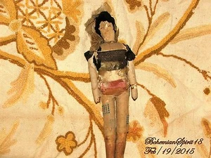 ANTIQUE RARE 1800's VINTAGE CLOTH RAG DOLL FOLK ART AUTHENTIC DOLL - Picture 1 of 9