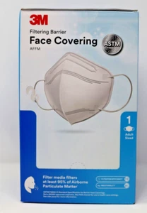 Box of 80 3M Filtering Barrier Face Covering ASTM Tested, Adult Sized Single Use - Picture 1 of 8