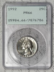 1952 Washington Quarter PCGS PR66 Proof in Old Rattler Holder! #EGY5 - Picture 1 of 2