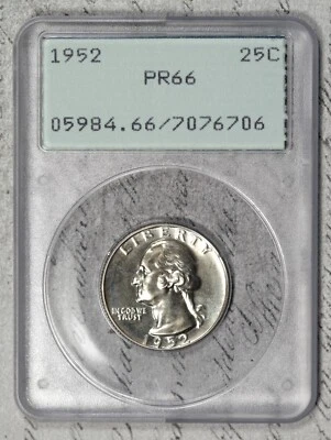1952 Washington Quarter PCGS PR66 Proof in Old Rattler Holder! #EGY5 - Image 1 of 2