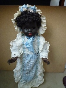 Große farbige Massepuppe, gem. K&W, 621/40, ca. 45 cm, um 1935