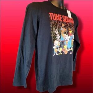 SPACE JAM Looney Toons Long Sleeve Navy Graphic T-Shirt Tune Squad Size XL Youth - Picture 1 of 5