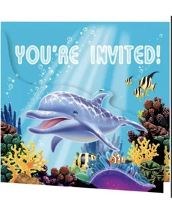 Sea Life Invitations Invite Dolphin Turtle Fish Birthday Party - Picture 1 of 3