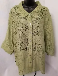 White Stag Womens Shirt Top Blouse Size 22W/24W Avocado Twist Green - Picture 1 of 4
