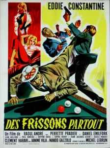 BILLIARD Eddie Constantine JEFF GORDON SECRET AGENT 1964 FRENCH POSTER 24x32 - Picture 1 of 1