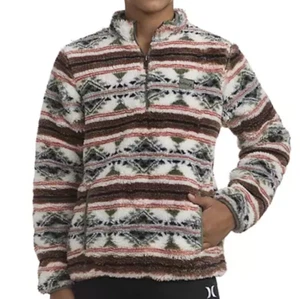 NEW Hurley Boy's Sherpa Plush Printed Quarter-Zip Jacket Size Small 6/7 - Picture 1 of 2