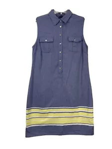 Vineyard Vines Kleid Damen 4 blau Chambray ärmellos gelb weiß gestreift Saum - Bild 1 von 6
