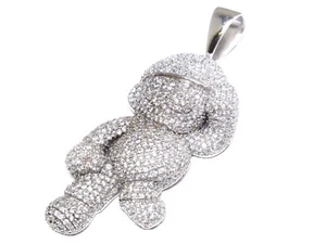 Colgante Mario de plata de ley .925 para hombre corte redondo circonita cúbica blanca todo blanco 46,6 g - Imagen 1 de 9