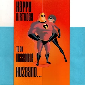 Disney Happy Birthday Incredible Husband Disney The Incredibles Hallmark Card - Picture 1 of 3