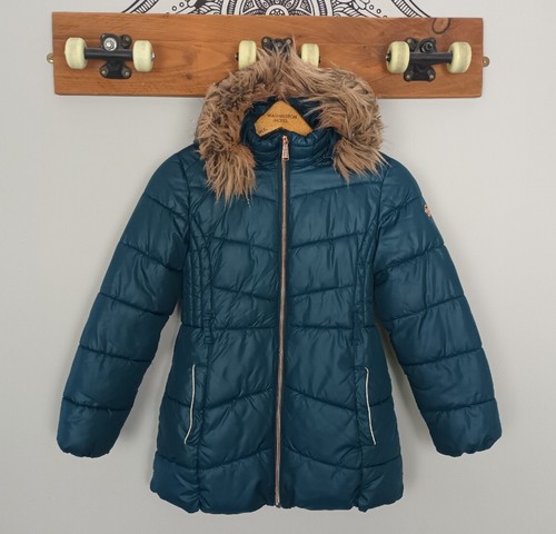 DONNA MICHAEL KORS PELLICCIA CAPPUCCIO BORDO TEAL LUMINOSO DESIGNER PUFFER COAT GIACCA IMBOTTITA