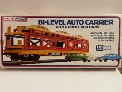 Life-Like - HO # 8089 - Bi-Level Auto Carrier 50' w/ 6 Automobiles - New! - Image 1 of 4