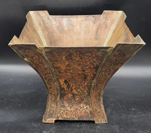 Antique Bronze Metal Vase Planter Jardiniere French Tole Chinoiserie Style - Picture 1 of 24